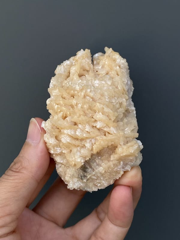 Cream-white dolomite crystal mass from Hunan, China, top view