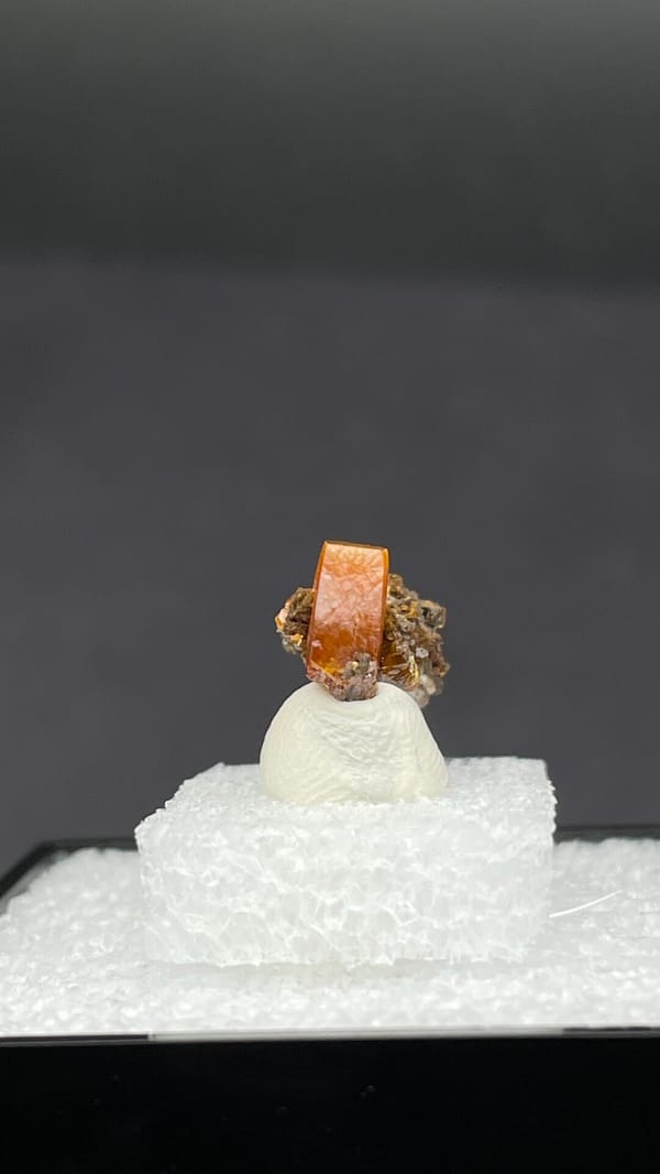 Orange tabular wulfenite with green mottramite from Ojuela Mine, Durango, Mexico, second angle