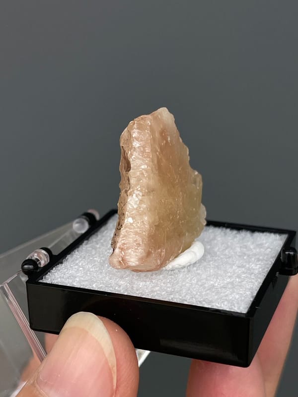 Translucent pale peach cerussite crystal from Gongcheng, Guangxi, China, reverse side