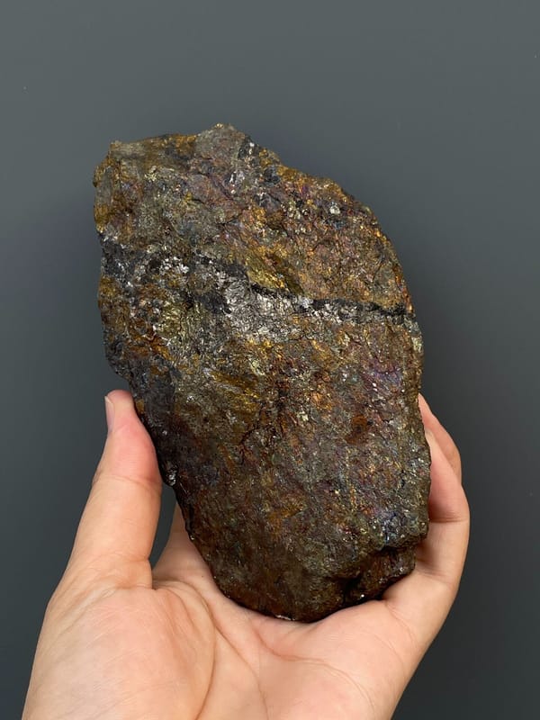 Large iridescent bronze and violet chalcopyrite mass from Hubei, China