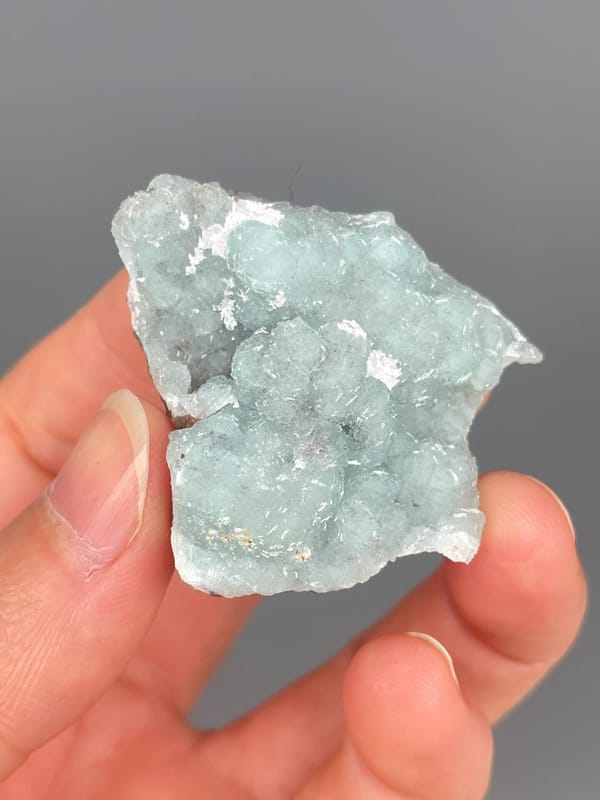 Pale mint-green botryoidal hemimorphite crust from Yunnan, China, top view