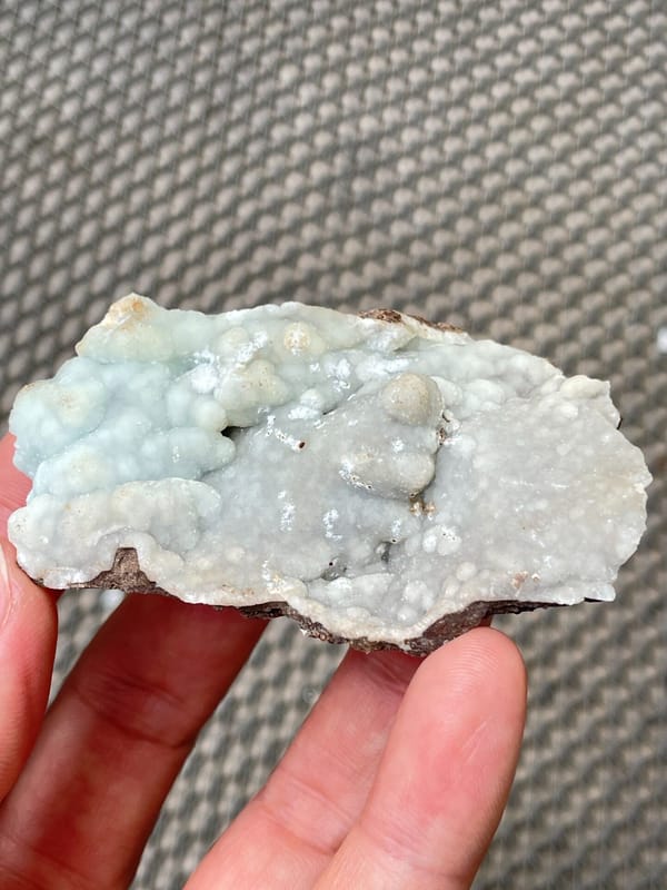 Pale blue-green botryoidal hemimorphite plate from Yunnan, China, second angle