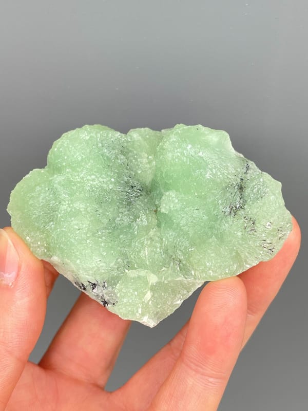 Apple-green botryoidal prehnite plate from Sichuan, China, second angle