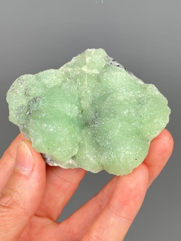 Apple-green botryoidal prehnite plate from Sichuan, China, top view