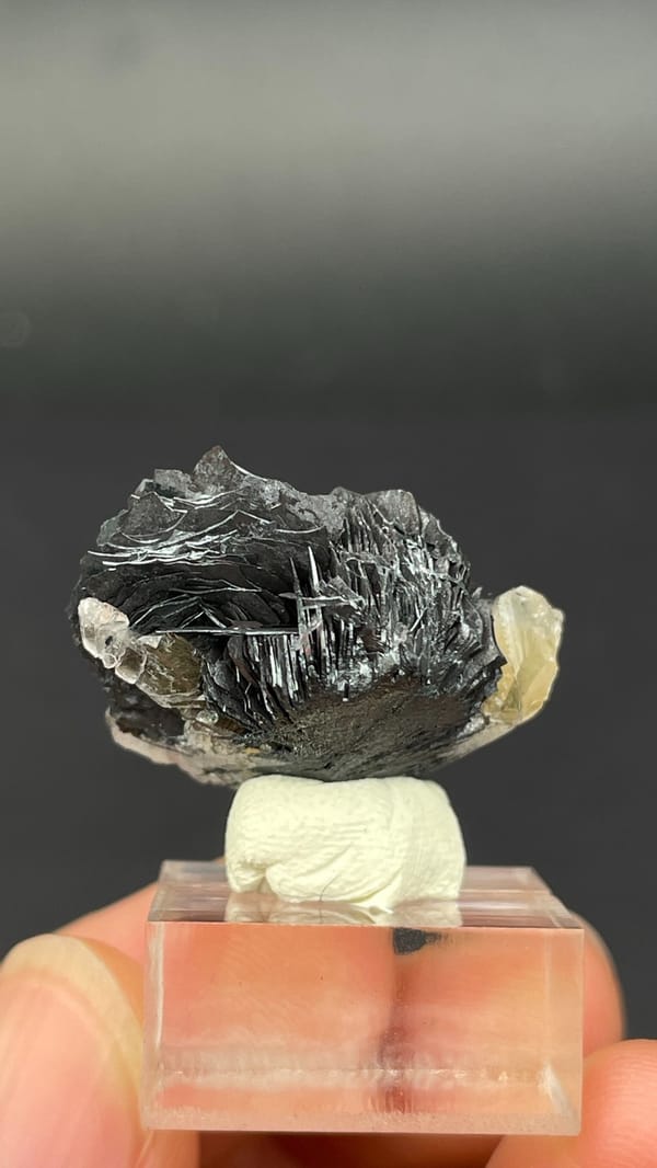 Dark metallic specular hematite flower from Jinlong, Guangdong, China, reverse side