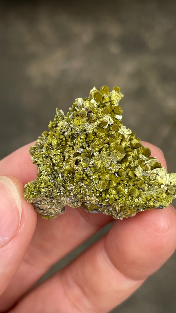Olive matcha-green pyromorphite crust from Guangdong, China, reverse side