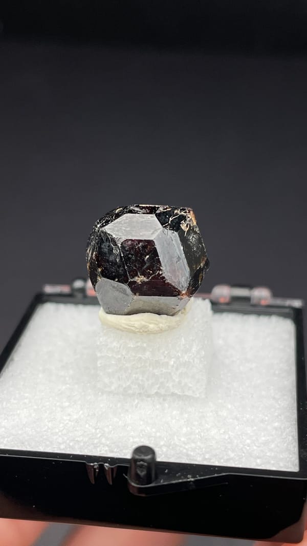 Dark brown dodecahedral andradite garnet single crystal from Handan, Hebei, China