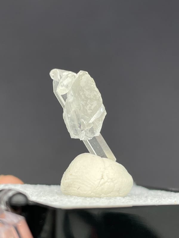 Thin white baryte blade with a quartz needle, Jinkouhe, Sichuan, China, reverse side