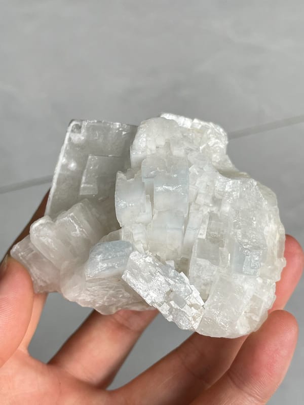 Large white-grey blocky baryte crystal group from Jinkouhe, Sichuan, China