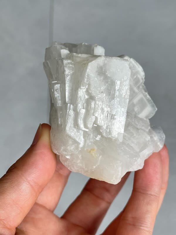 Large white-grey blocky baryte crystal group from Jinkouhe, Sichuan, China, top view