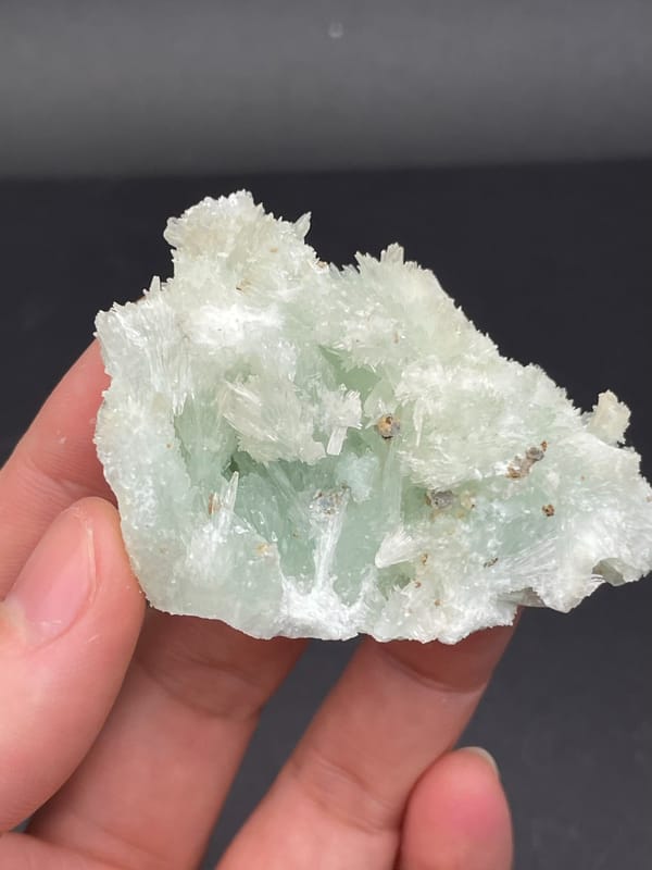 Pale blue-green bladed aragonite crust from Yunnan, China, top view