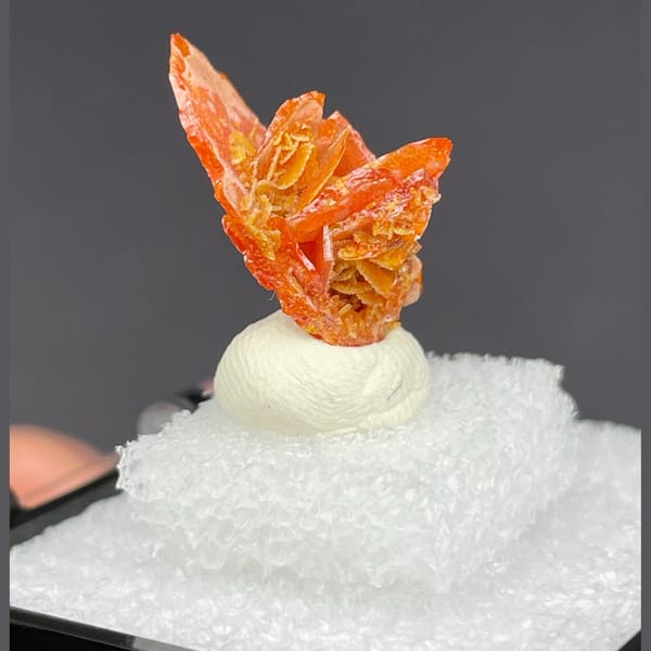 Orange wulfenite tabular crystals from Xinjiang, China, natural mineral specimen, photo 1 of 8