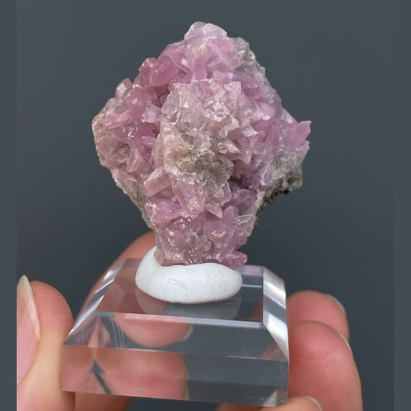 Pink cobaltoan calcite crystals from Morocco, natural mineral specimen, photo 1 of 7