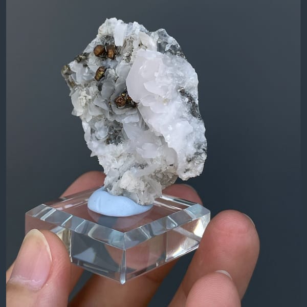 White calcite crystals with pyrite from Hunan, natural mineral for display, photo 5 of 7