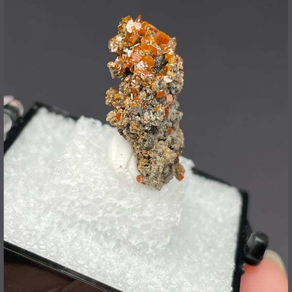 Wulfenite crystals from Xinjiang, 2.1 cm across, raw mineral specimen, photo 2 of 6