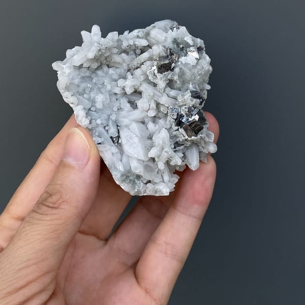 Crystals of clear quartz with arsenopyrite from Inner Mongolia, one-of-a-kind specimen, photo 3 of 6