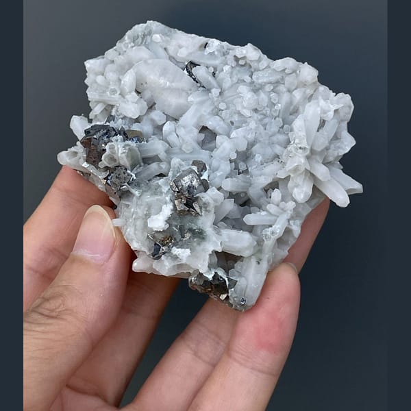 Clear quartz crystals with arsenopyrite from Inner Mongolia, natural mineral for display, photo 5 of 6