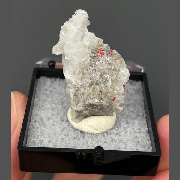Calcite crystals with realgar from Shimen, natural mineral for display, photo 5 of 6