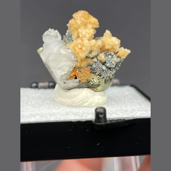Quartz crystals with chalcopyrite, pyrite and dolomite from Jiangxi, China, natural mineral specimen, photo 1 of 6