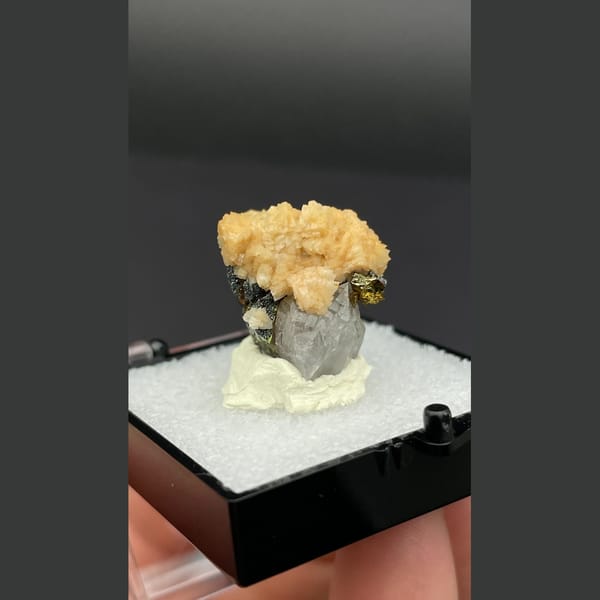 Quartz crystals with chalcopyrite, pyrite and dolomite from Jiangxi, China, natural mineral specimen, photo 1 of 6