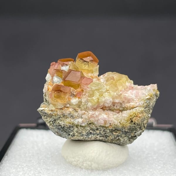 Color-zoned tourmaline crystals on matrix from China, natural mineral specimen, photo 1 of 6