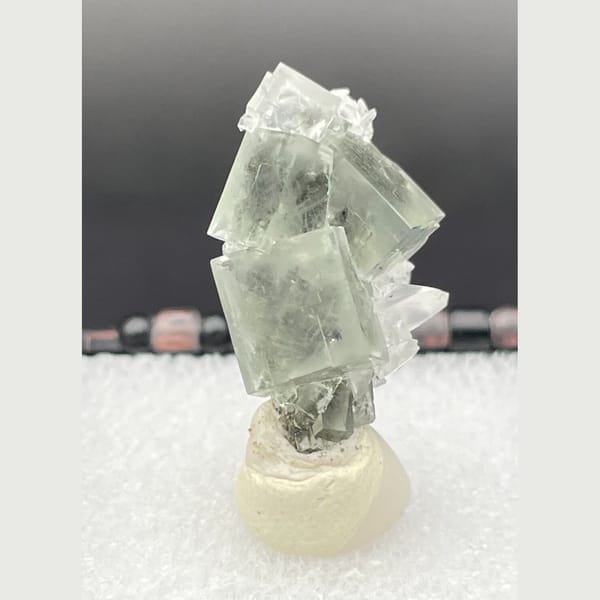 Clear fluorite crystals with calcite from Xianghualing, Hunan, China, natural mineral specimen, photo 1 of 6