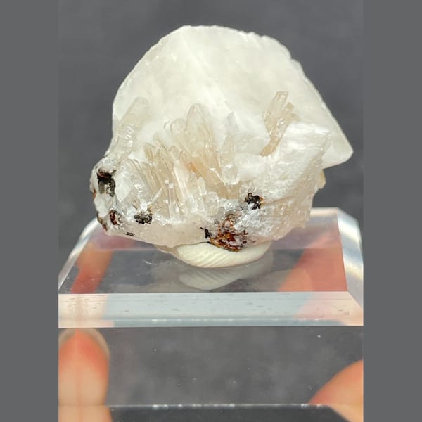 Hemimorphite crystals with calcite from Mexico, natural mineral specimen, photo 1 of 6