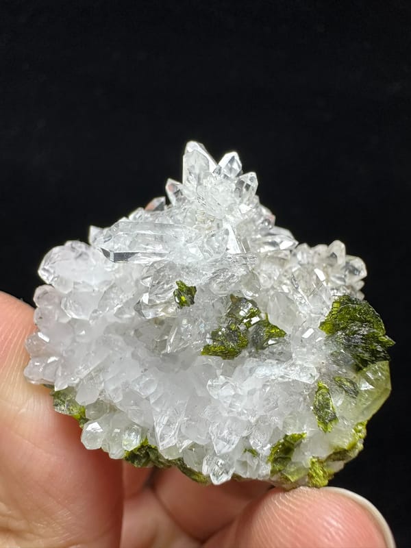 Green Epidote on White Quartz from Sichuan