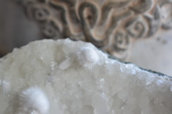 Okenite () from India, individual mineral specimen view 4