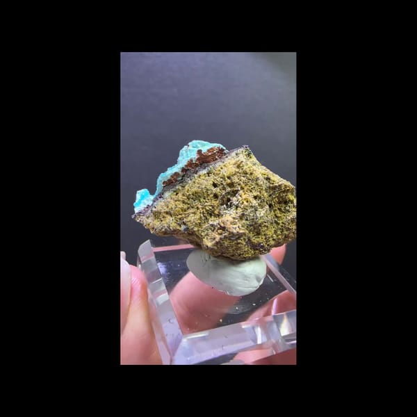 Chrysocolla-included quartz from DR Congo — alternate side view