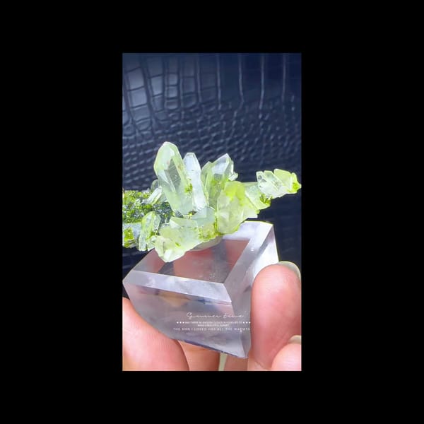 Green epidote with quartz from Sichuan — alternate side view