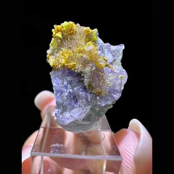 Fluorite with Yellow Fluoride Sulfate Growth - complete view