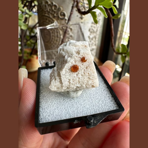 Fanta Spessartine Crystal on Feldspar - complete view