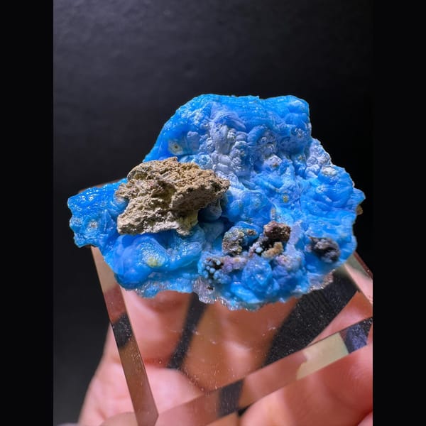 Electric Blue Gibbsite and Creedite Popcorn Cluster - complete view