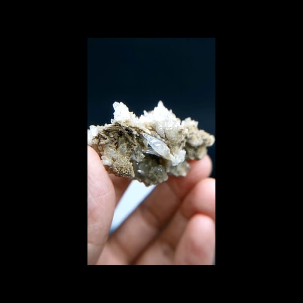 Sparkling white crystal cluster — alternate side view