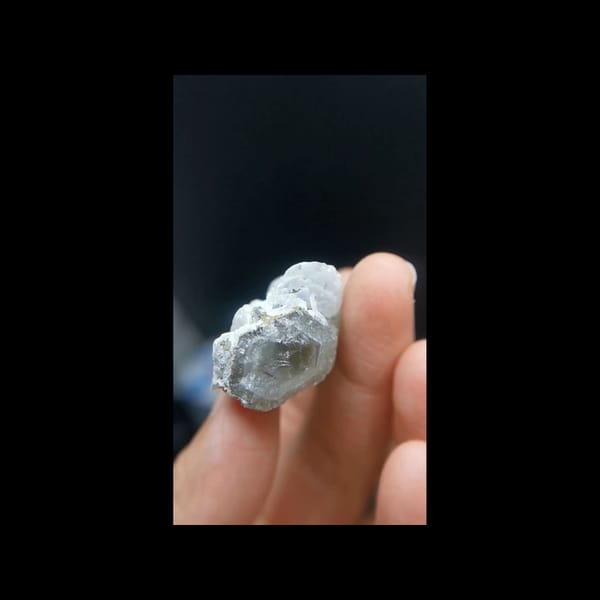 Stepped grey quartz with calcite from Inner Mongolia — additional angle