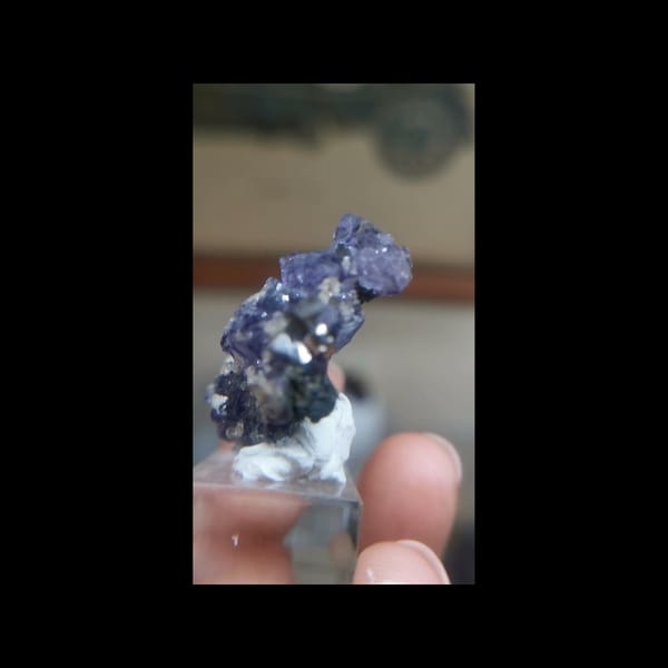 Purple fluorite cluster from Yaogangxian — complete front view