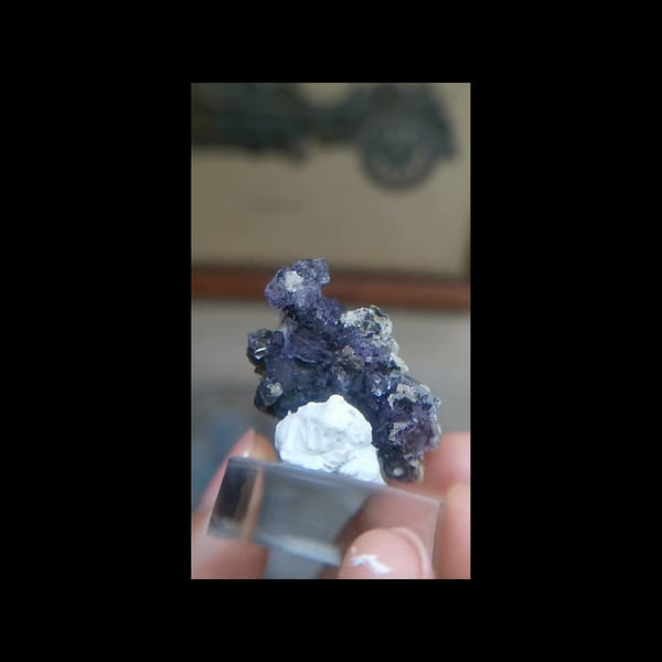 Purple fluorite cluster from Yaogangxian — alternate side view