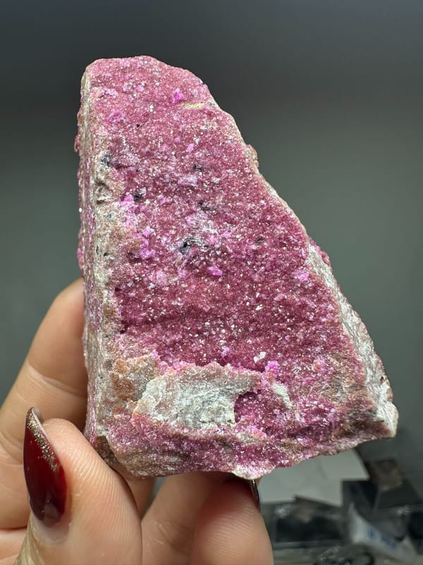 Cobaltoan calcite from DR Congo, individual mineral specimen view 2