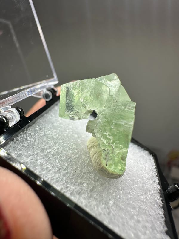 Fluorite from Xianghualing, Hunan, China, individual mineral specimen view 2