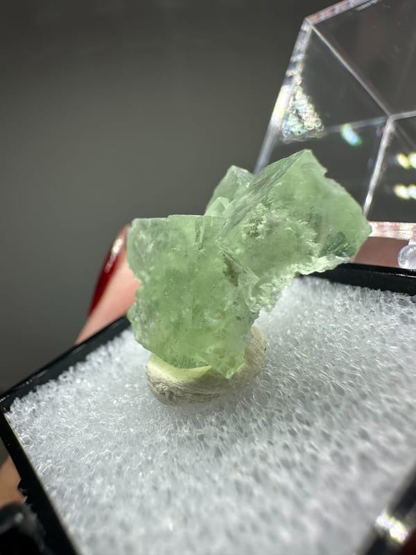 Fluorite from Xianghualing, Hunan, China, individual mineral specimen view 3