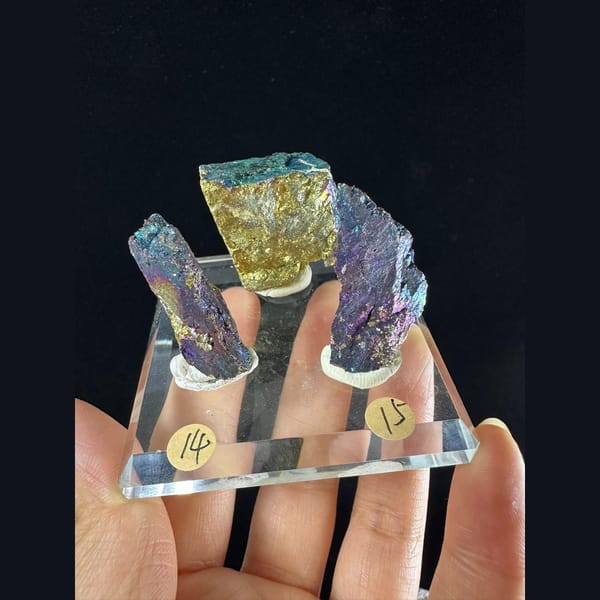 Iridescent Bornite and Chalcopyrite Assortment - alternate view
