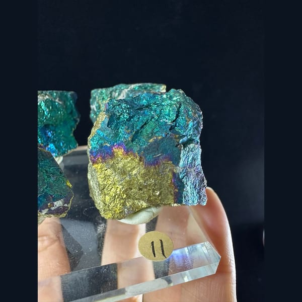 Iridescent Bornite and Chalcopyrite Assortment - detail view