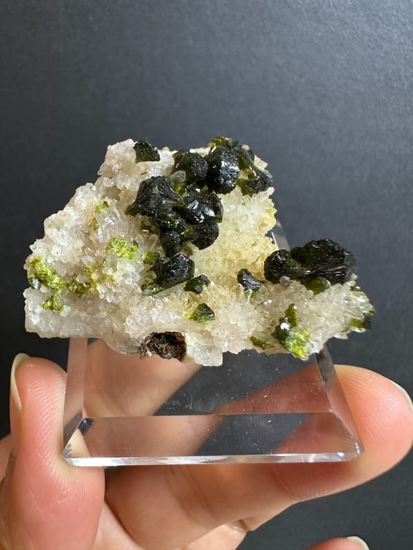 Epidote from Morocco, individual mineral specimen view 1