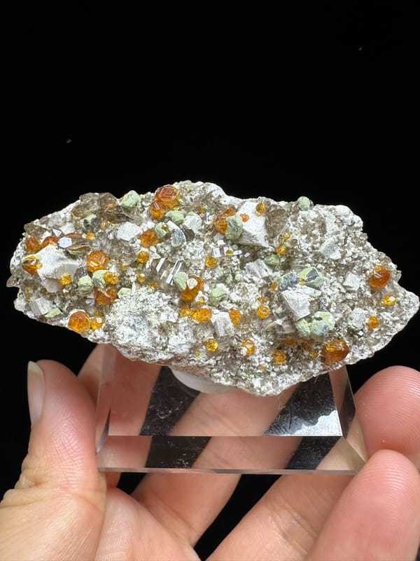 Fanta-orange spessartine garnet from Fujian, China, individual mineral specimen view 1