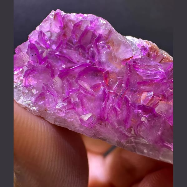 Hot-pink cobaltoan calcite petal druse from Congo — alternate view