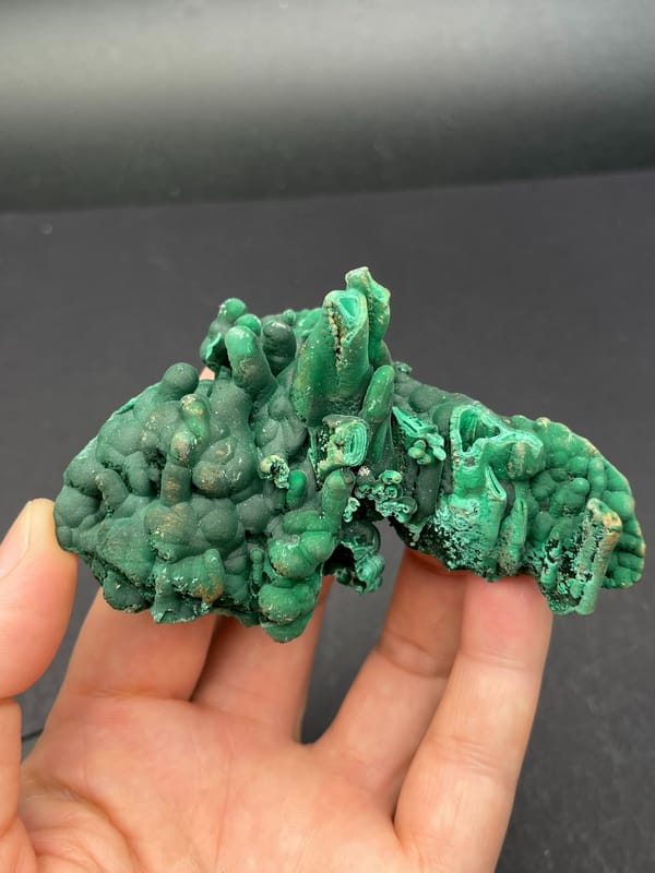 Emerald green botryoidal malachite from Yangchun, Guangdong, China, top view