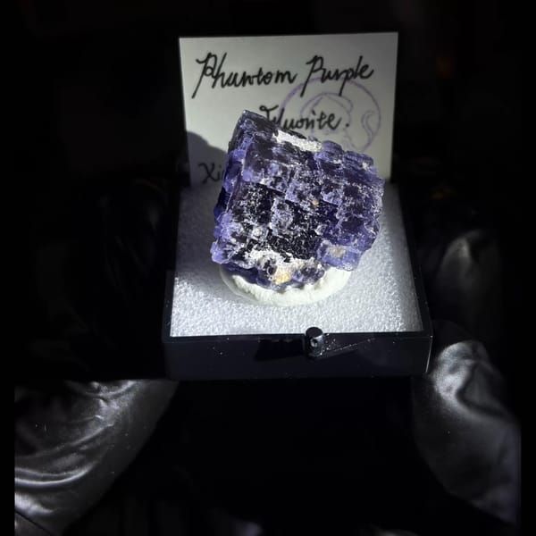 Indigo fluorite etched matrix crystal from Xinjiang, China, natural mineral specimen, photo 1 of 8