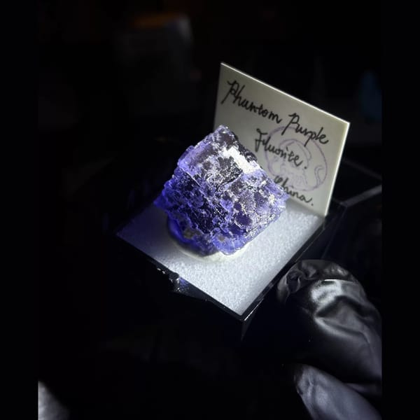 Etched matrix crystal of indigo fluorite from Xinjiang, one-of-a-kind specimen, photo 3 of 8