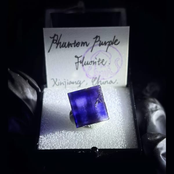 Purple-zoned fluorite matrix crystal from Aksu, Xinjiang, China, natural mineral specimen, photo 1 of 6